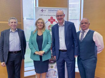 From left: Seán Murphy, General Manager, Letterkenny University Hospital; Gina McIntyre CEO, SEUPB; Neil Guckian, Director General, CAWT and Chief Executive, WHSCT; and Bill Forbes, Chief Officer, CAWT